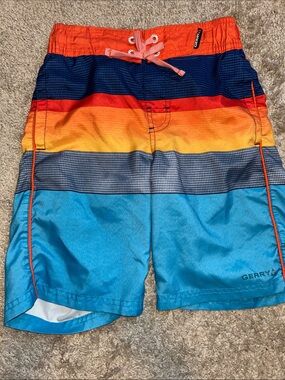 Gerry Weber Orange and Blue Lined Swim Shorts Size 7-8